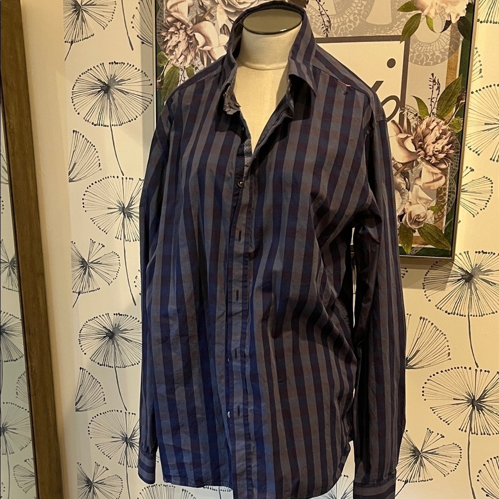 Men's Blue and Black Striped Shirt Ted baker 6